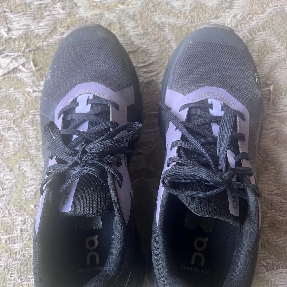 On Running Women’s Cloudrunner Black and Purple Sneakers - Picture 7 of 7